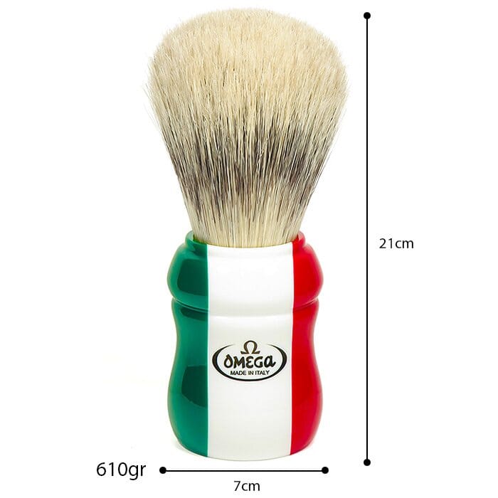 Omega pennello da barba gigante in pura setola Bandiera Italiana da esposizione
