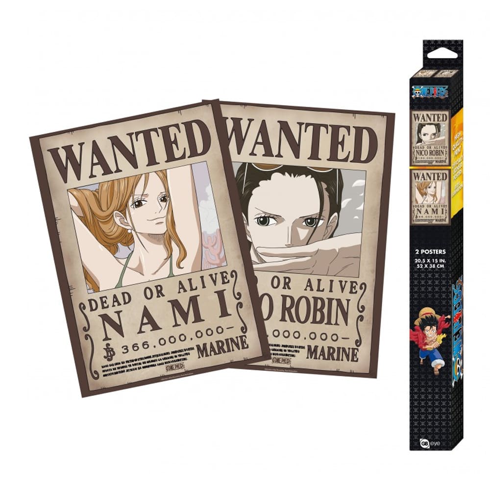 One Piece Set 2 Posters Wanted Nami e Robin 52x38cm
