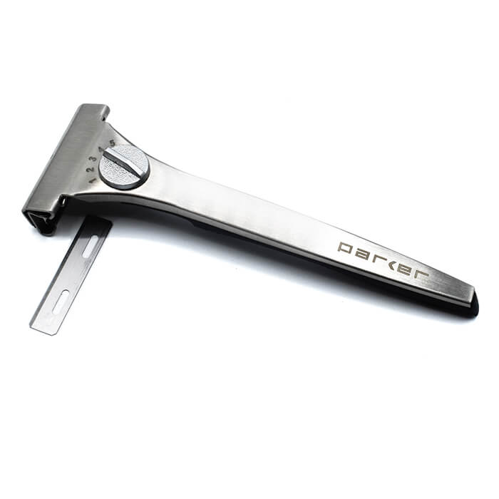 PARKER – SHAVETTE REGOLABILE INOX PER MEZZA LAMA. RIVESTIMENTO NERO – Viano  profumi coltelli