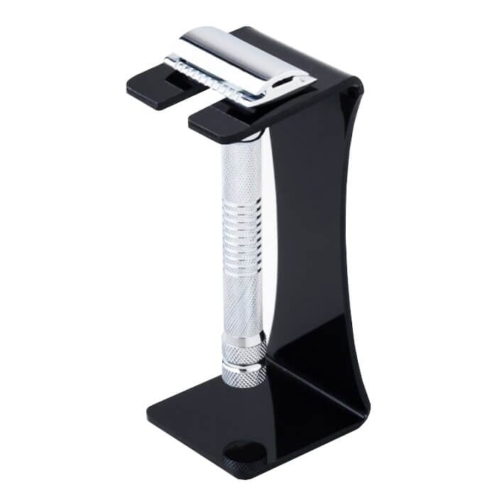 Pearl Shaving stand porta rasoio di sicurezza in acrilico nero lucido