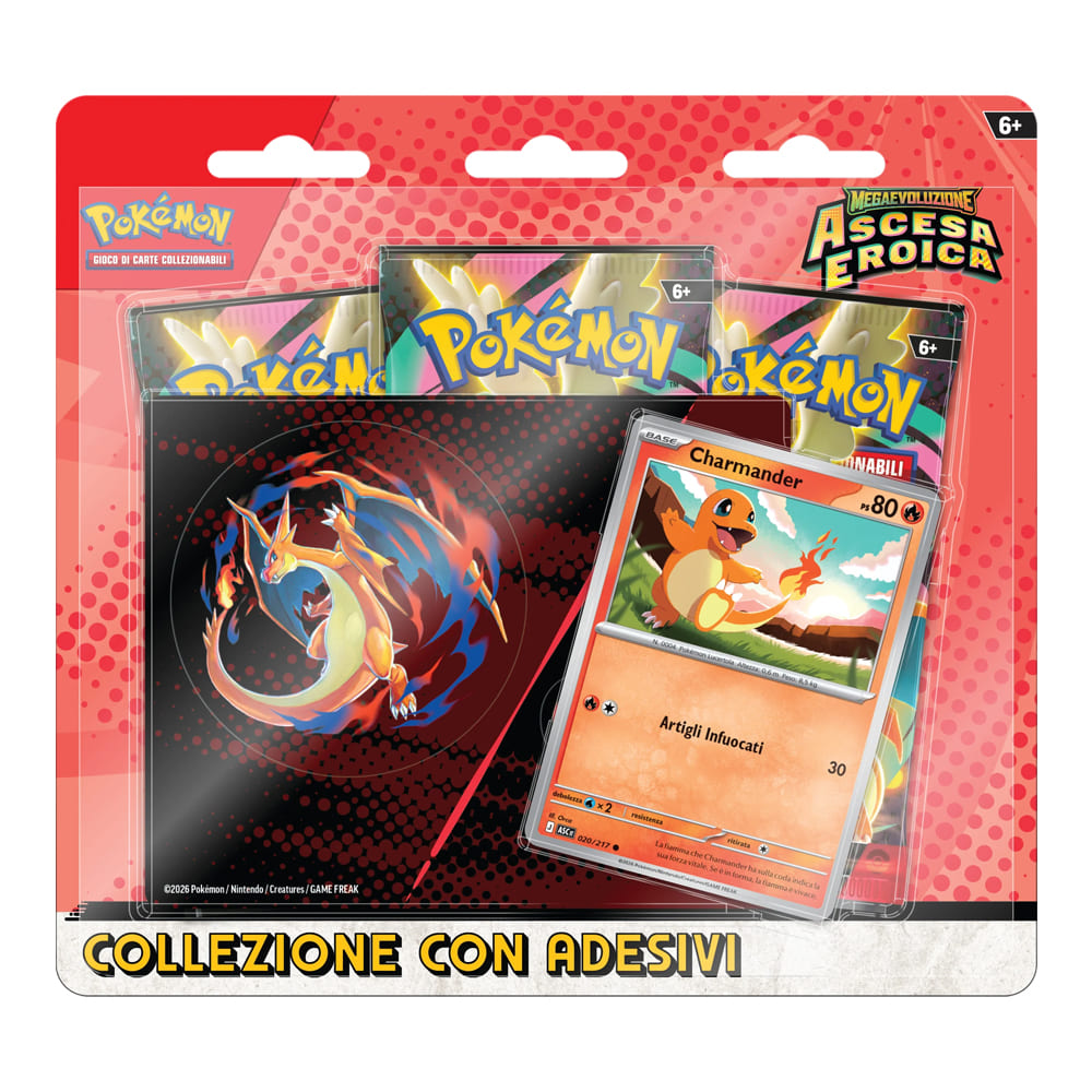 Pokemon Ascesa Eroica Collezione Charmender con adesivo Mega Charizard Y versione Italiano