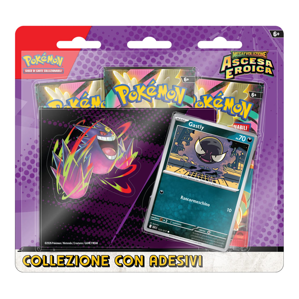 Pokemon Ascesa Eroica Collezione Gastly con adesivo Mega Gengar versione Italiano