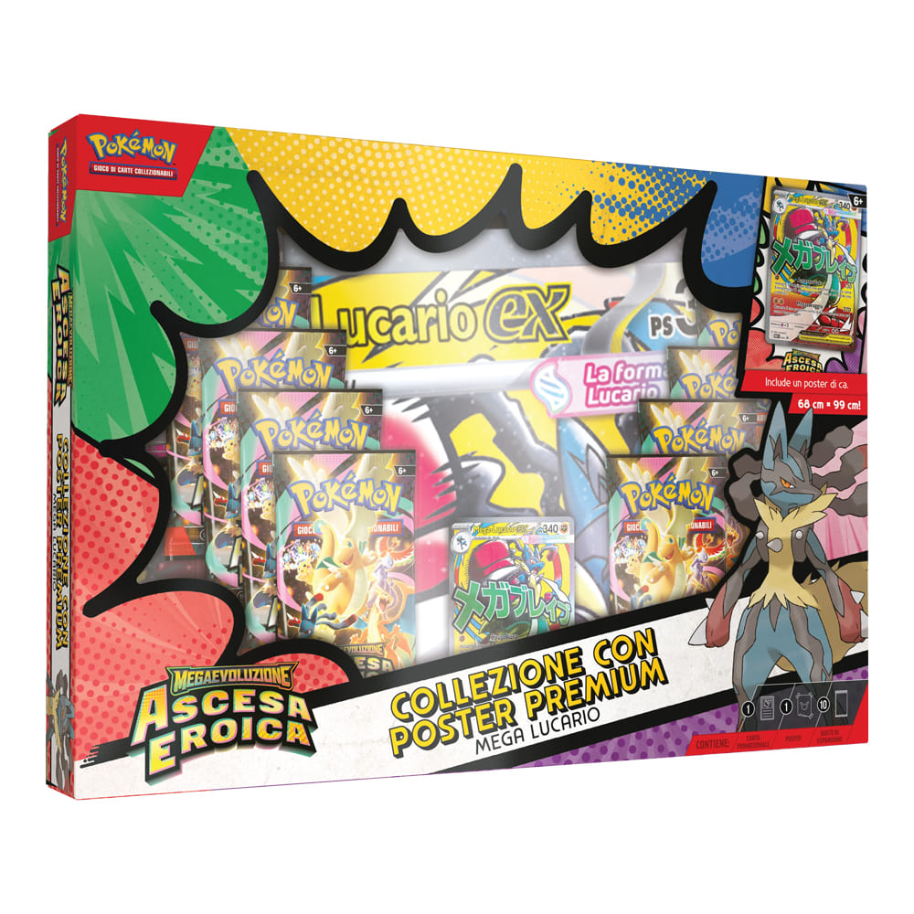 Pokemon Ascesa Eroica Collezione Speciale con poster premium Mega Lucario versione Italiano