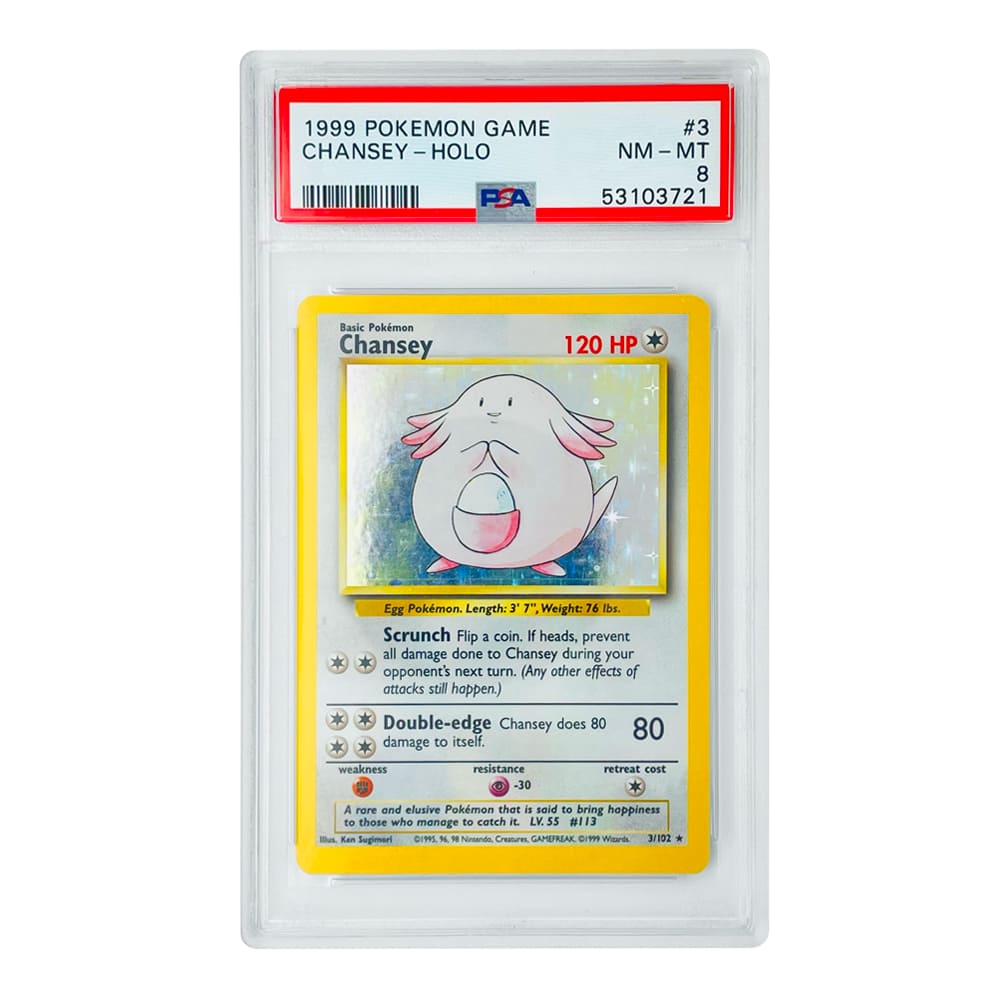 Chansey Holo 3/102 PSA 8 versione Inglese