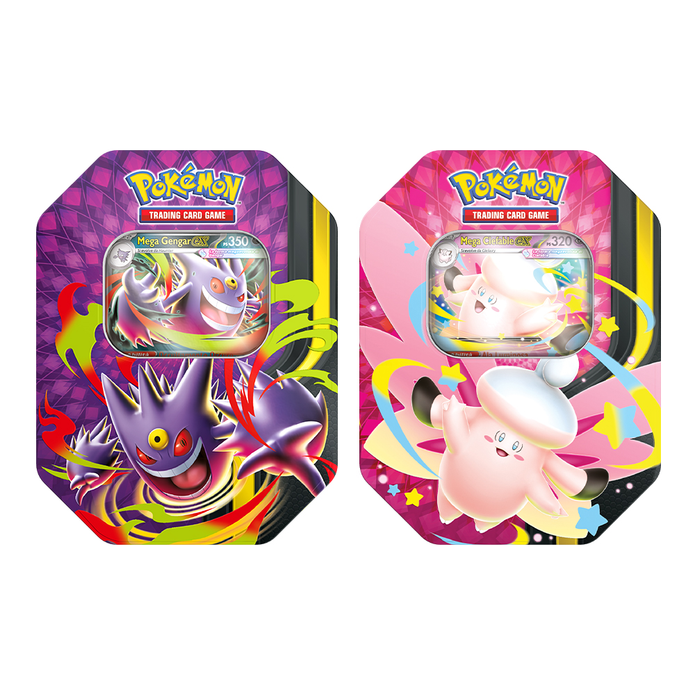 Pokemon Megaevoluzione Mega Gengar-ex e Mega Clefable-ex Tin da Collezione versione Italiano