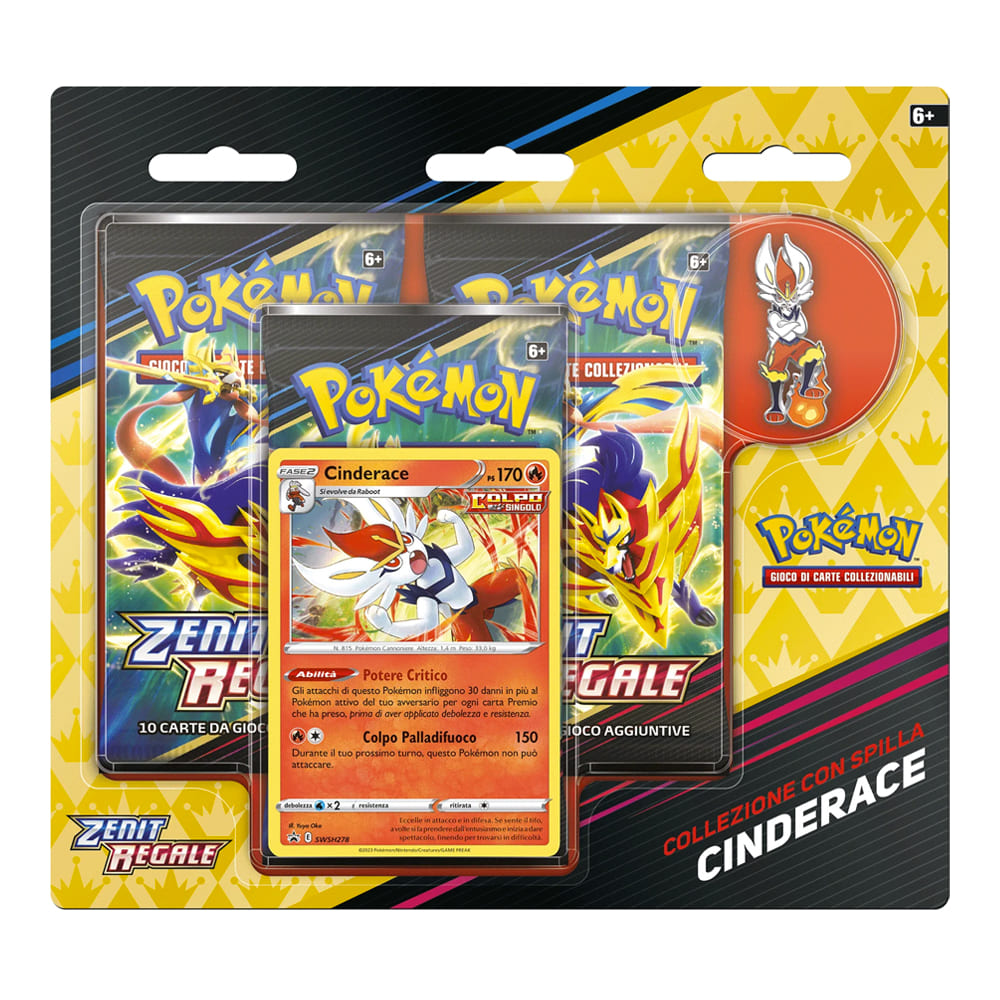 Pokemon Zenit regale collezione con spilla Cinderace versione italiano