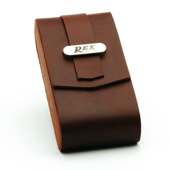 Rex case XL for safety razors Horween lather and Walnut woods
