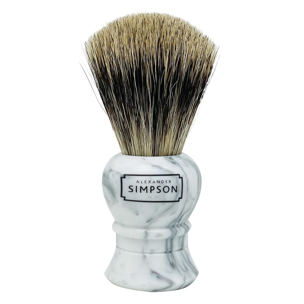 Simpson pennello da barba pure badger da viaggio Islington Faux Grey Itaian Marble S
