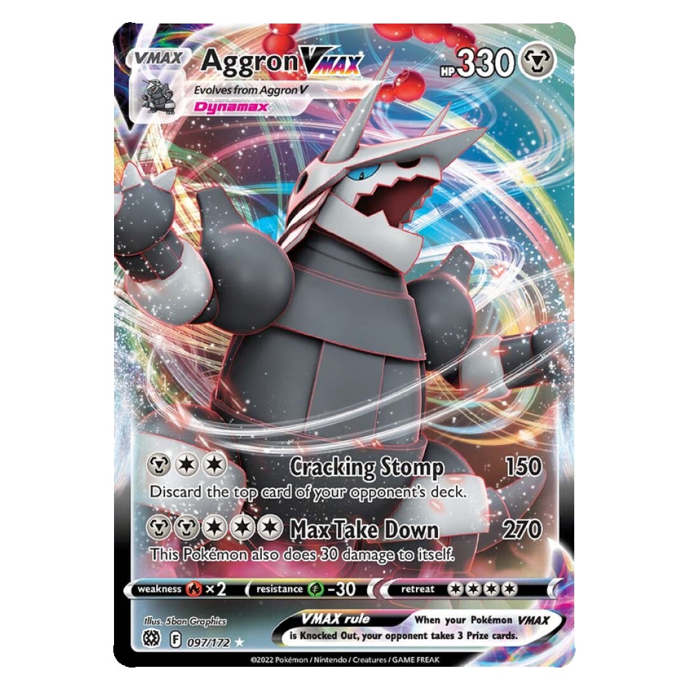 aggron vmax pokemon card V & 097/172 Brilliant Stars Attack 2 Aggron Vmax 097/172 Brilliant Stars