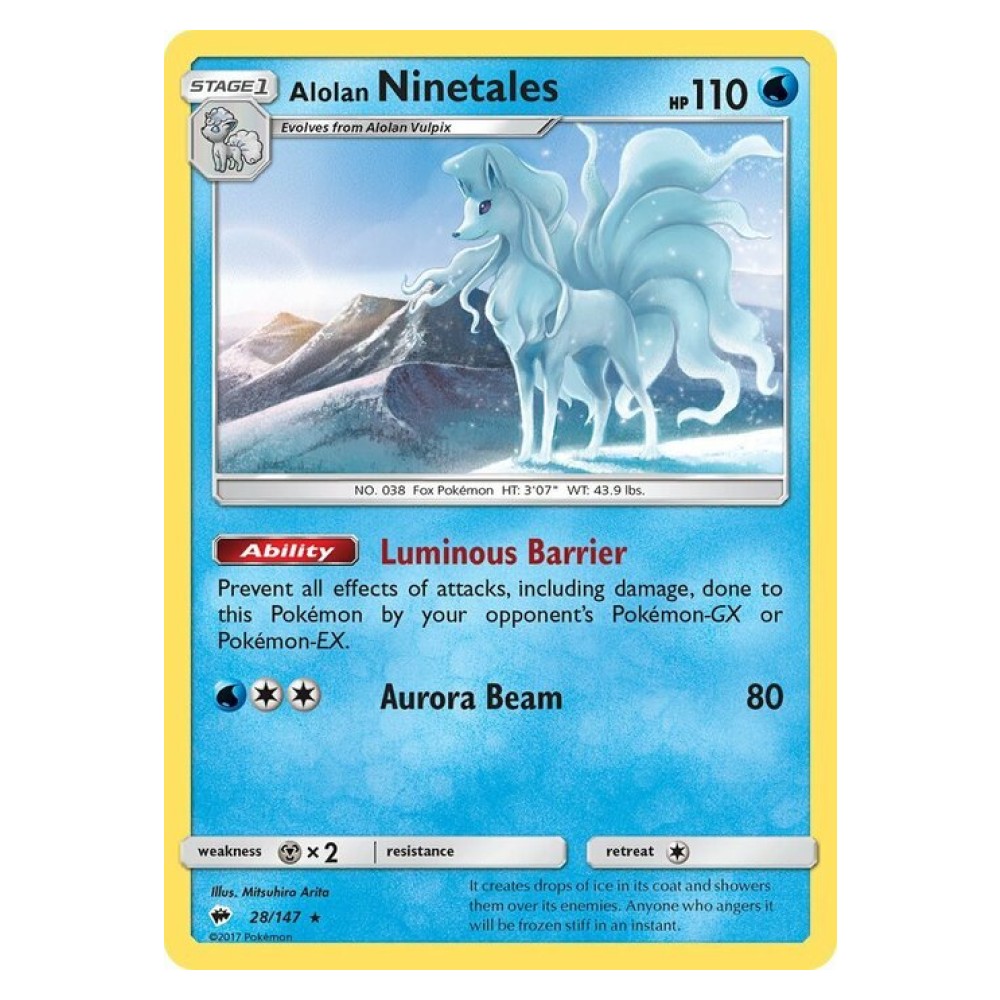 Alolan Ninetales - Non-Holo Rare 28/147 Ninetales di Alola - Non-Holo Rare 28/147