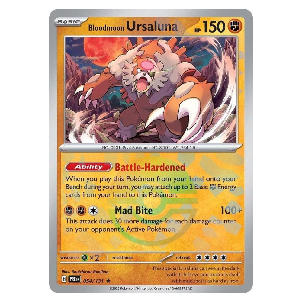 Bloodmoon Ursaluna - Poké Ball Reverse Holo | 054/131 Ursaluna Luna Cremisi - Poké Ball Reverse Holo | 054/131
