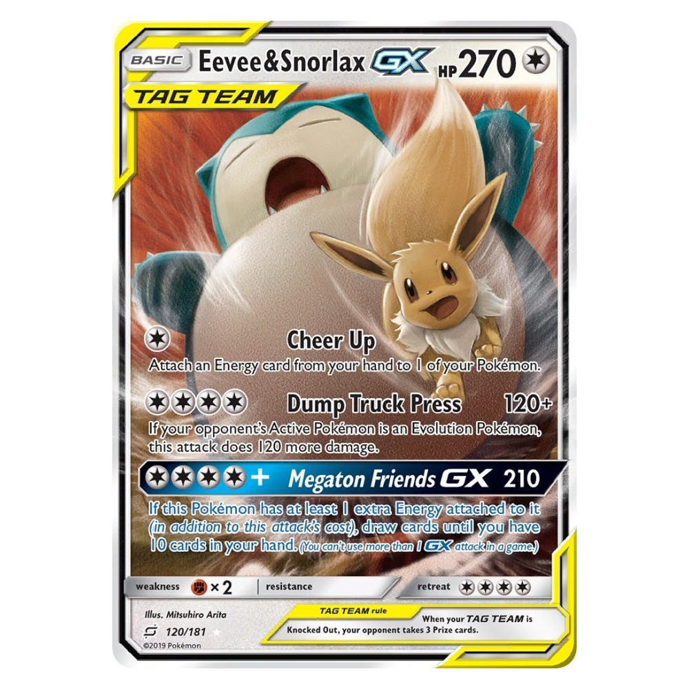 Eevee & Snorlax GX - Holo Rare 120/181 Eevee e Snorlax GX ALLEATI - Holo Rare 120/181