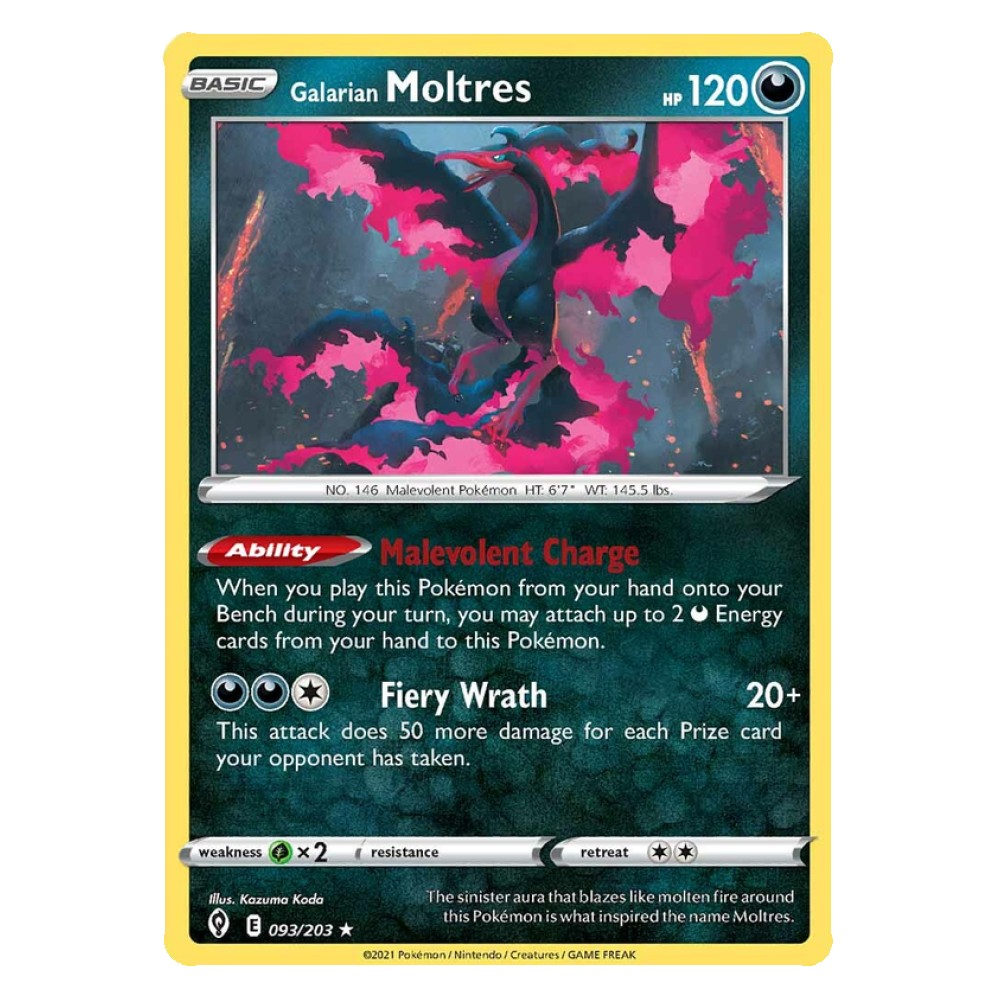 Galarian Moltres - Holo Rare 093/203 Moltres di Galar [Carica Malvagità | Furia Ardente] - Holo Rare 093/203