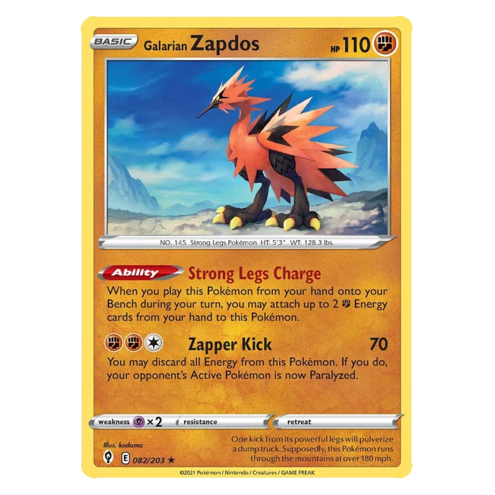 Galarian Zapdos - Holo Rare 082/203 Zapdos di Galar [Carica Zampeforti | Scaricalcio] - Holo Rare 082/203