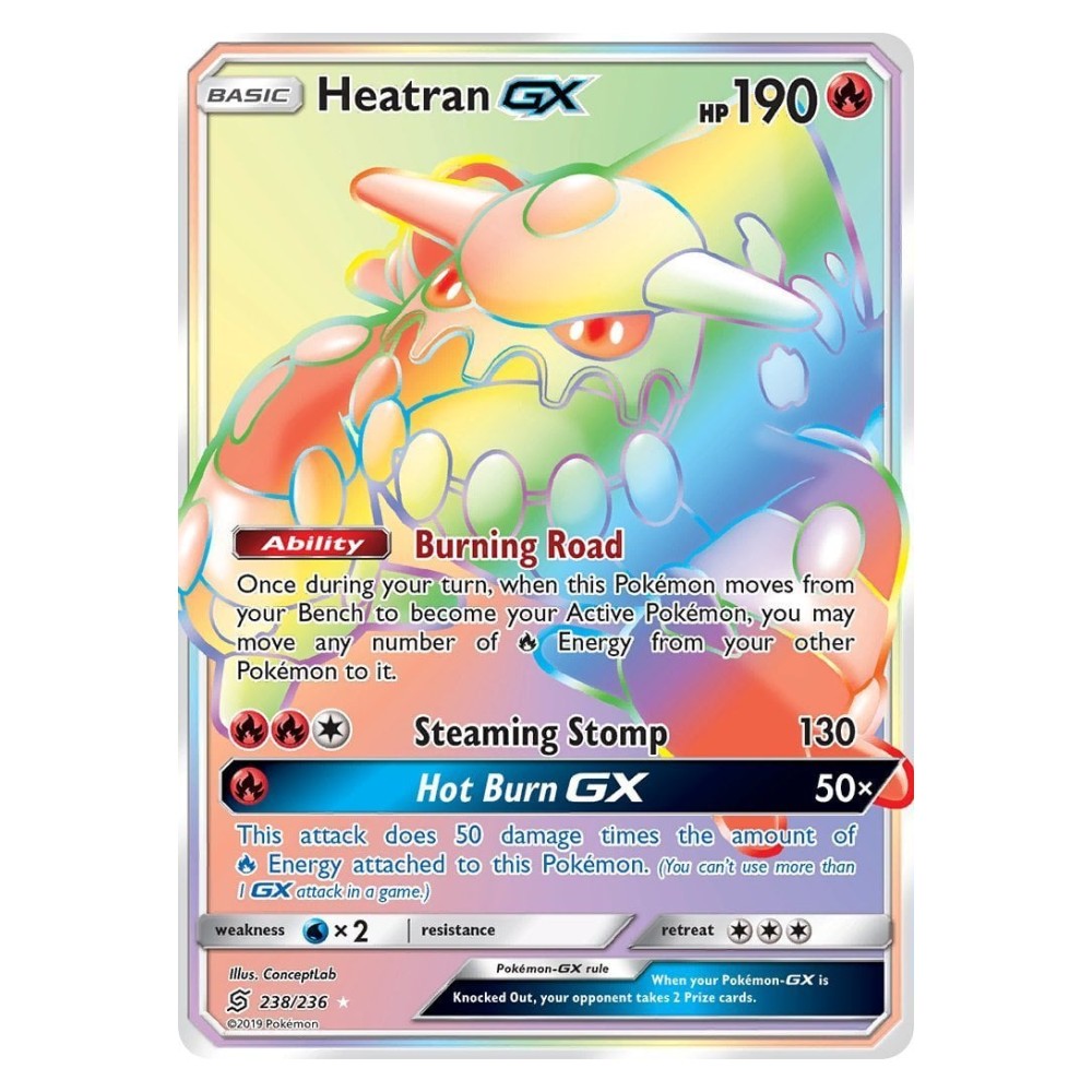 Heatran GX - Rainbow | 238/236 Heatran GX [Burning Road | Steaming Stomp | Hot Burn GX] - Rainbow | 238/236