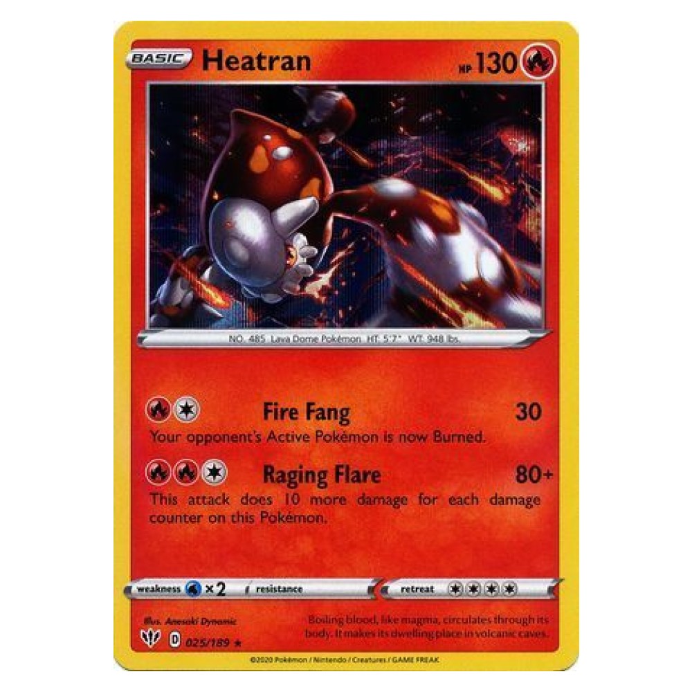 Heatran - Holo Rare 025/189 Heatran [Fire Fang | Raging Flare] - Holo Rare 025/189
