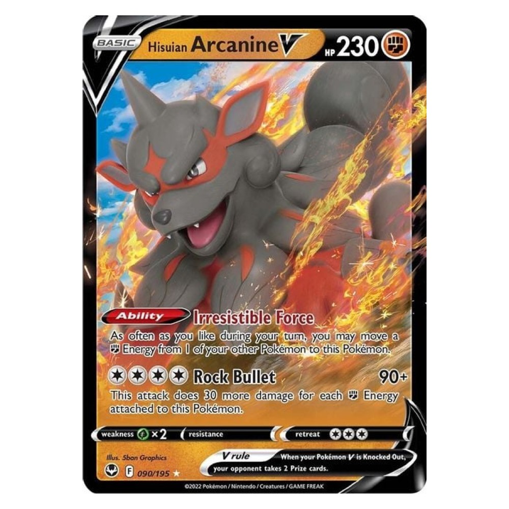 Hisuian Arcanine V - Ultra Rare 090/195 Arcanine di Hisui V [Irresistible Force | Rock Bullet] - Ultra Rare 090/195