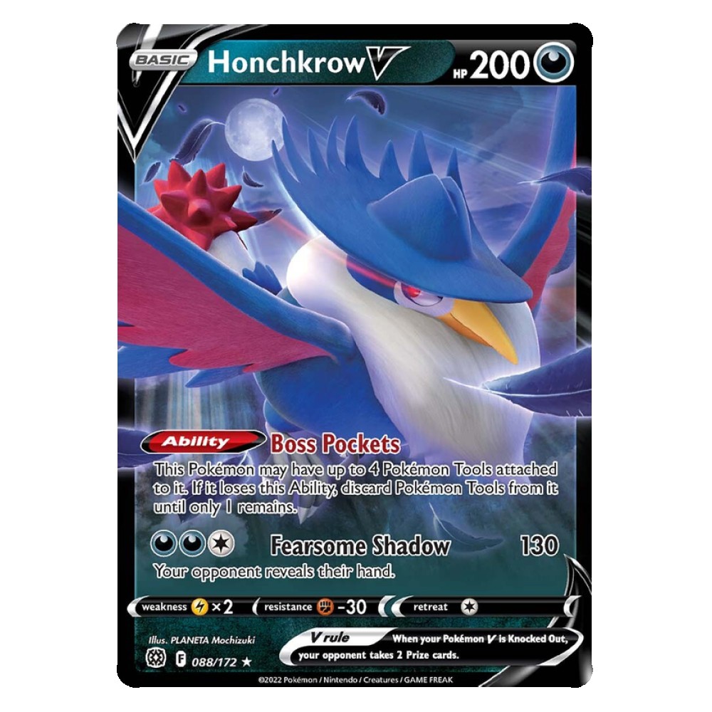 Honchkrow V - Ultra Rare 088/172 Honchkrow V [Boss Pockets | Fearsome Shadow] - Ultra Rare 088/172