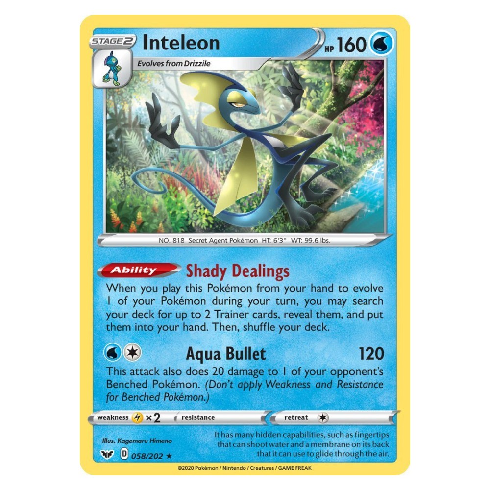 Inteleon - Holo Rare 58/202 Inteleon [Trama Sospetta | Idrodardo] - Holo Rare 58/202