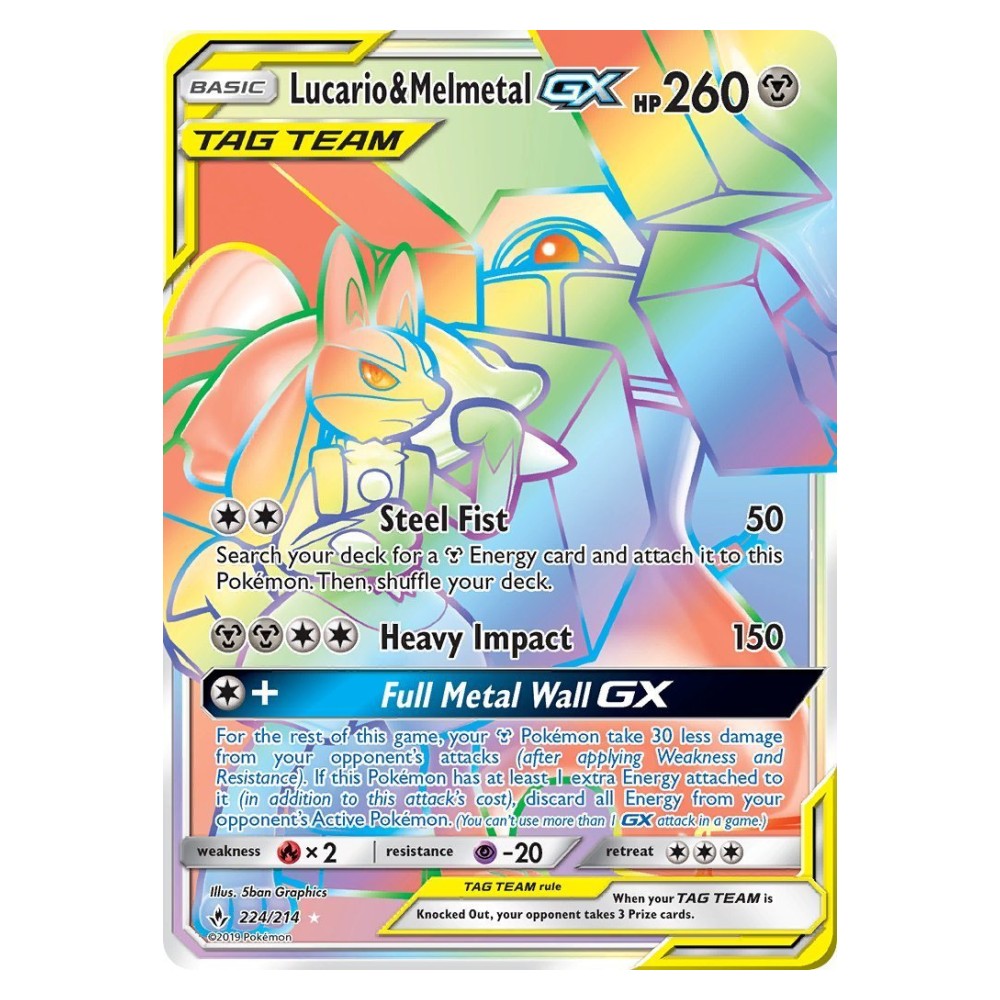 Lucario & Melmetal GX - Rainbow Rare | 224/214 Lucario e Melmetal GX ALLEATI - Rainbow Rare | 224/214