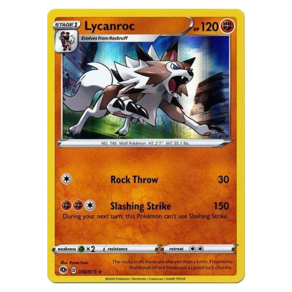 Lycanroc - Holo Rare 030/073 Lycanroc [Rock Throw | Slashing Strike] - Holo Rare 030/073