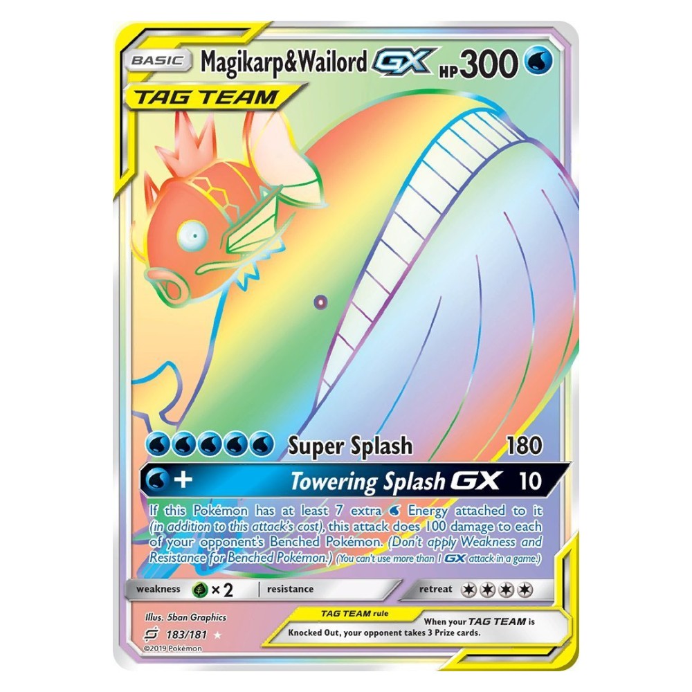 Magikarp & Wailord GX - Rainbow Rare 183/181 Magikarp e Wailord GX ALLEATI - Rainbow Rare 183/181