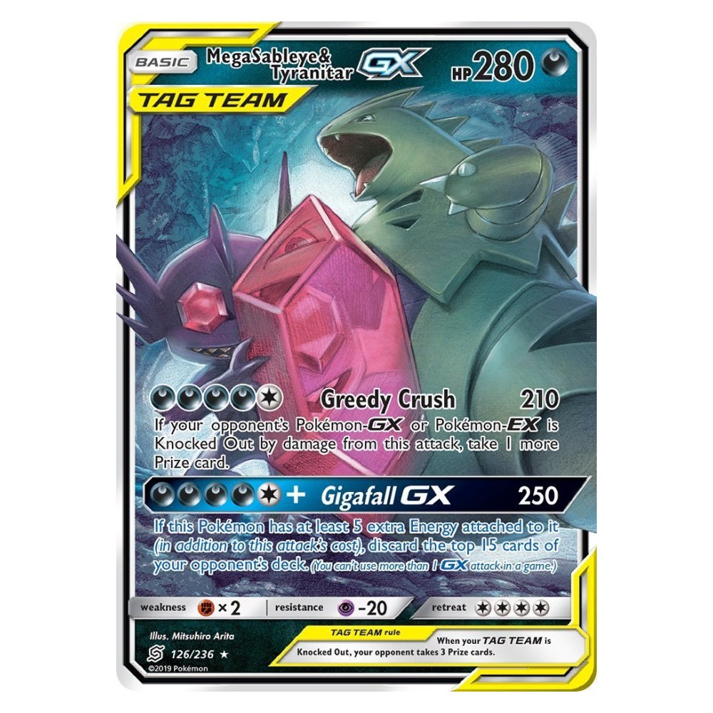 Mega Sableye & Tyranitar GX - Secret Rare 126/236 Mega Sableye e Tyranitar GX ALLEATI - Secret Rare 126/236