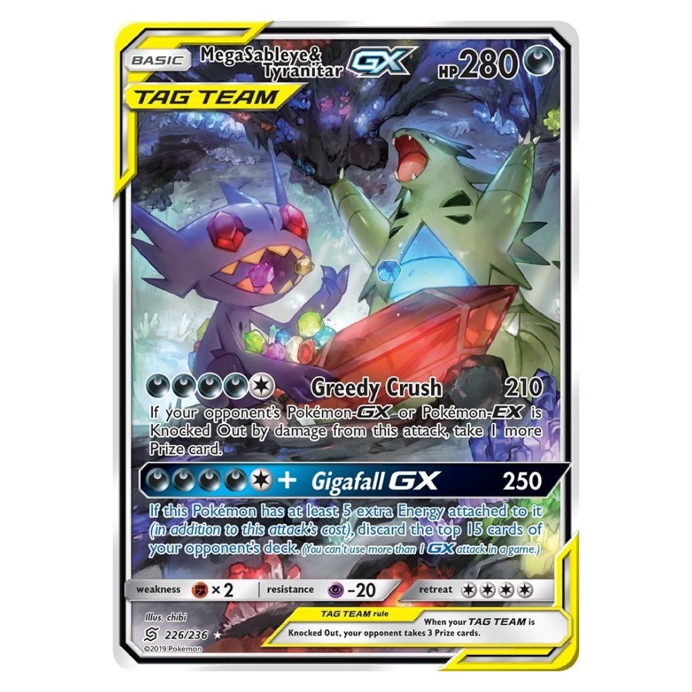 Mega Sableye & Tyranitar GX - Secret Rare | 226/236 Mega Sableye e Tyranitar GX ALLEATI - Secret Rare | 226/236