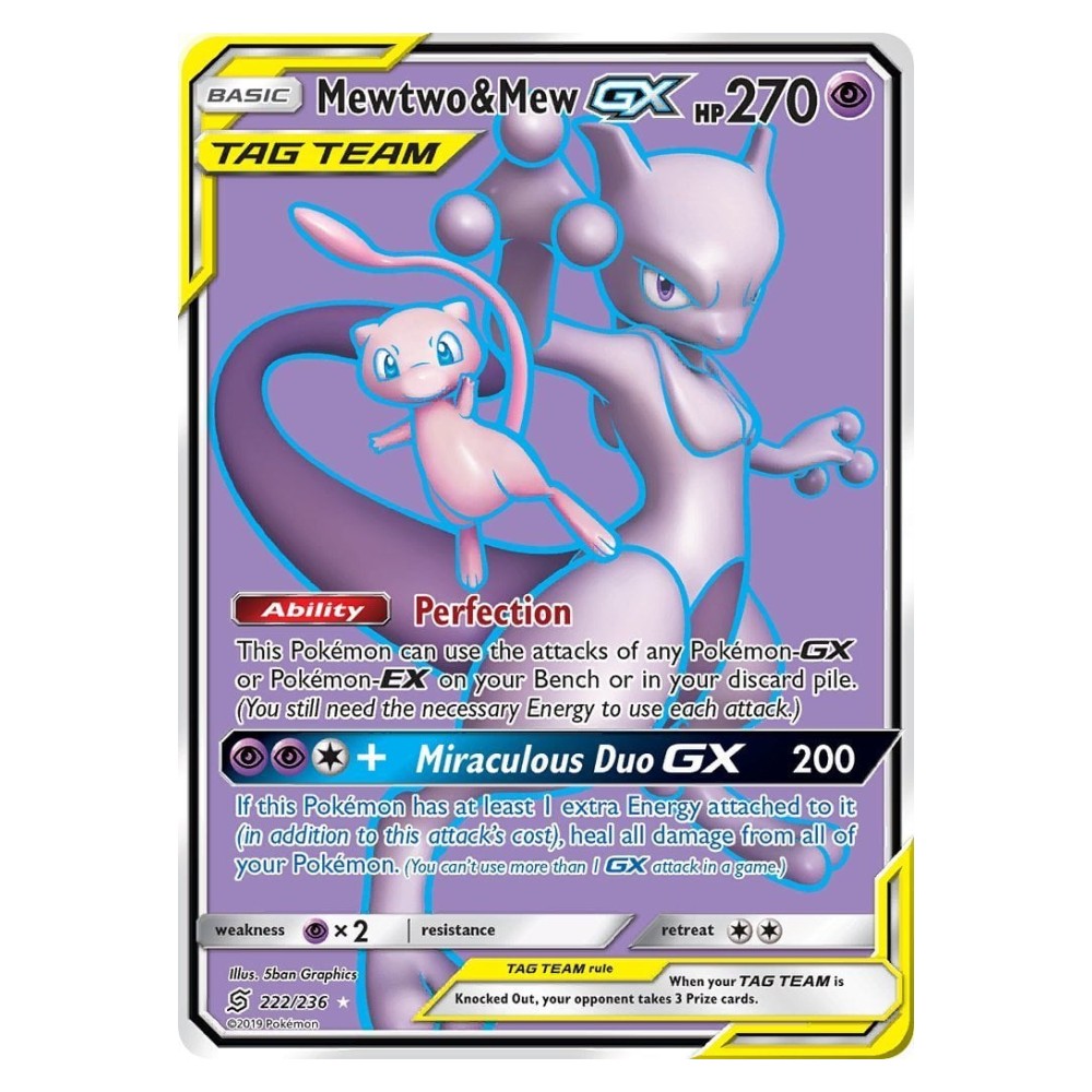 Mewtwo & Mew GX - Secret Rare | 222/236 Mewtwo e Mew GX ALLEATI - Secret Rare | 222/236