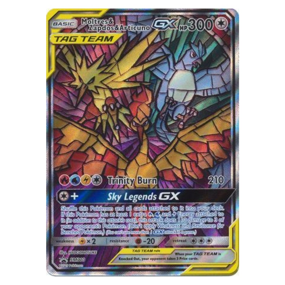 Moltres & Zapdos & ArticunoTag Team GX - Holo Promo SM210 Moltres & Zapdos & Articuno GX [Trinity Burn | Sky Legends GX] - Holo Promo SM210