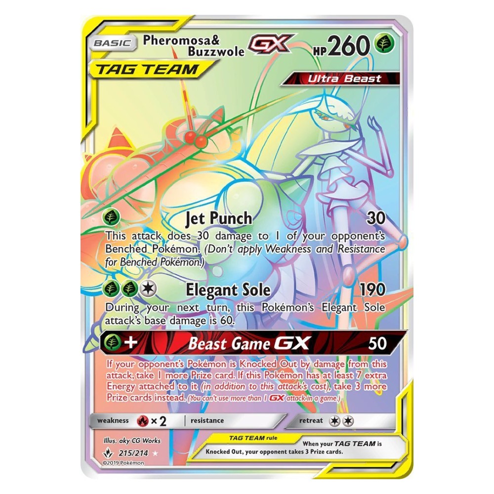 Pheromosa & Buzzwole GX - Rainbow Rare | 215/214 Pheromosa e Buzzwole GX ALLEATI - Rainbow Rare | 215/214
