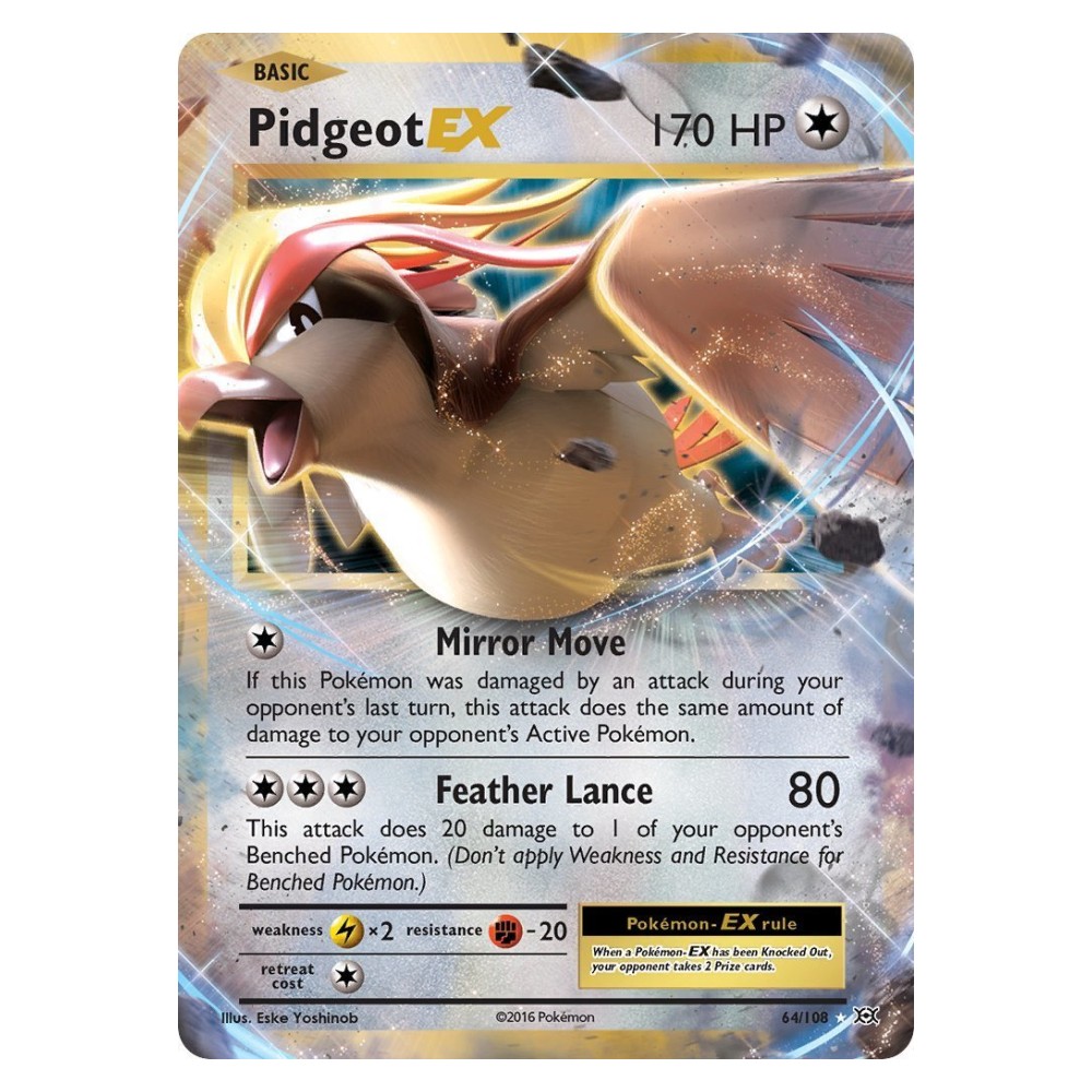 Pidgeot EX - Holo Rare 64/108 Pidgeot EX [Mirror Move | Feather Lance] - Holo Rare 64/108