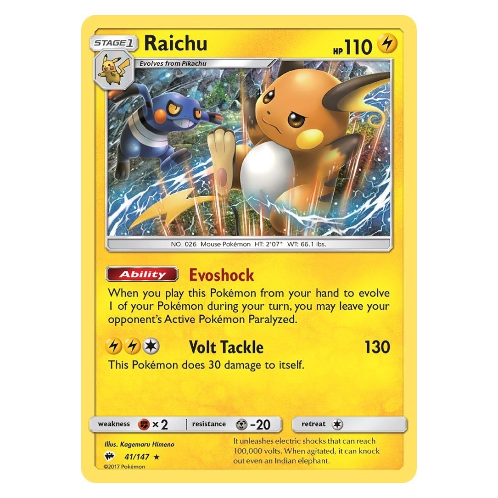 Raichu - Holo Rare 41/147 Raichu [Evoshock | Volt Tackle] - Holo Rare 41/147
