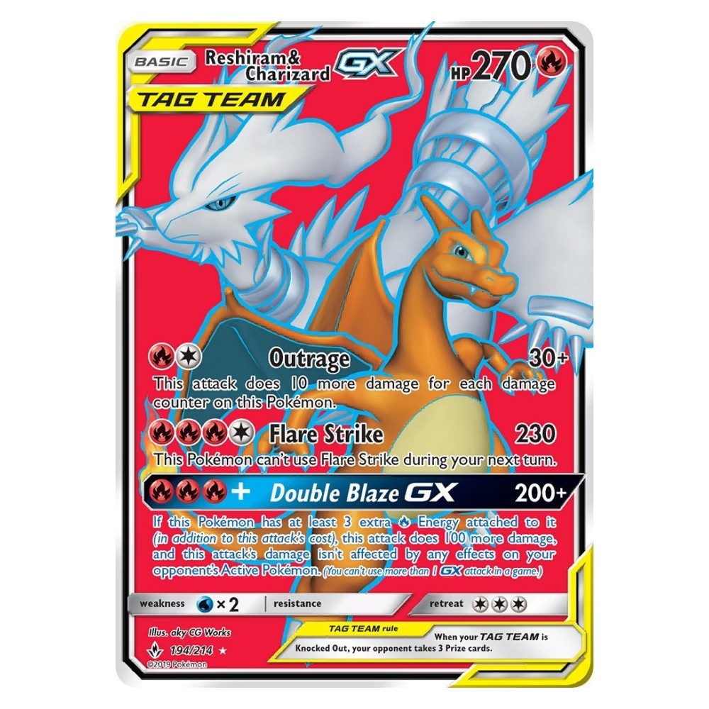 Reshiram & Charizard GX - Ultra Rare 194/214 Reshiram e Charizard GX ALLEATI - Ultra Rare 194/214