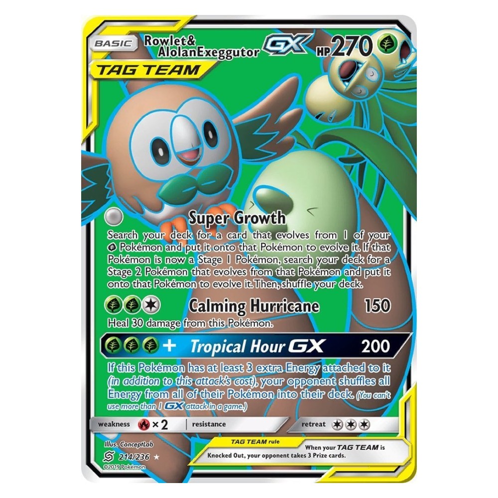Rowlet & Alolan Exeggutor GX - Secret Rare | 214/236 Rowlet e Exeggutor di Alola GX ALLEATI - Secret Rare | 214/236