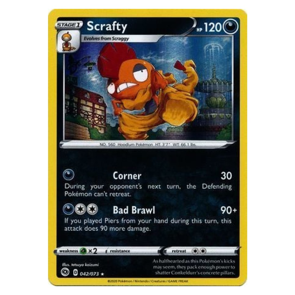 Scrafty - Holo Rare 042/073 Scrafty [Corner | Bad Brawl] - Holo Rare 042/073