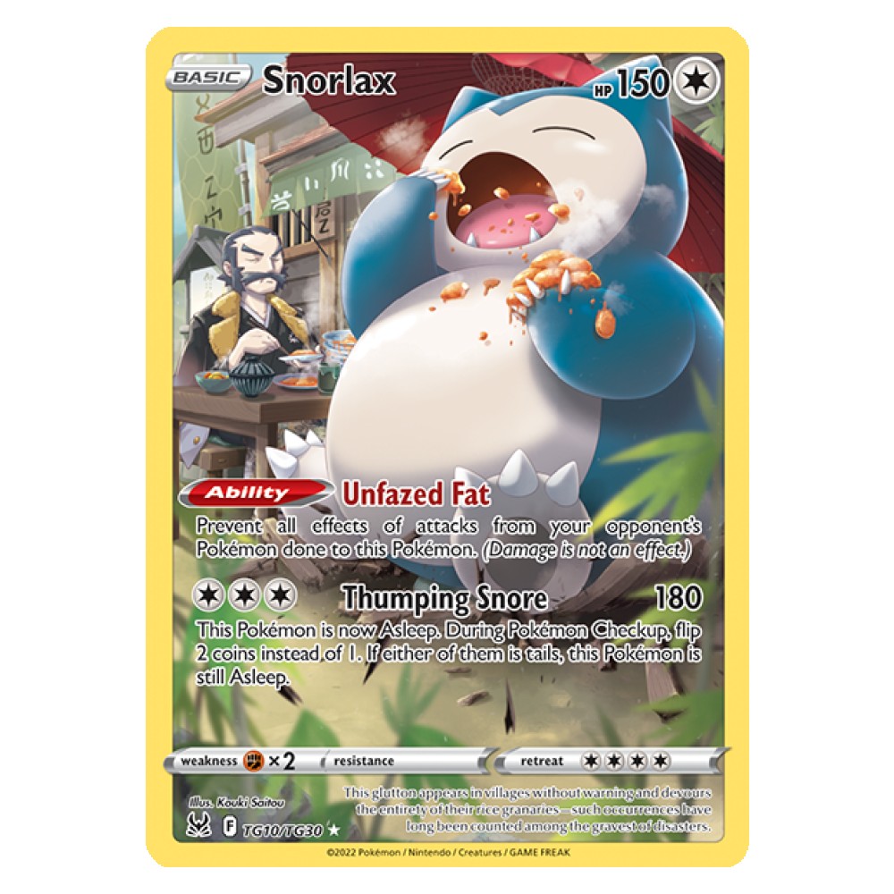 Snorlax - Secret Rare TG10/TG30 Snorlax [Unfazed Fat | Thumping Snore] - Secret Rare TG10/TG30